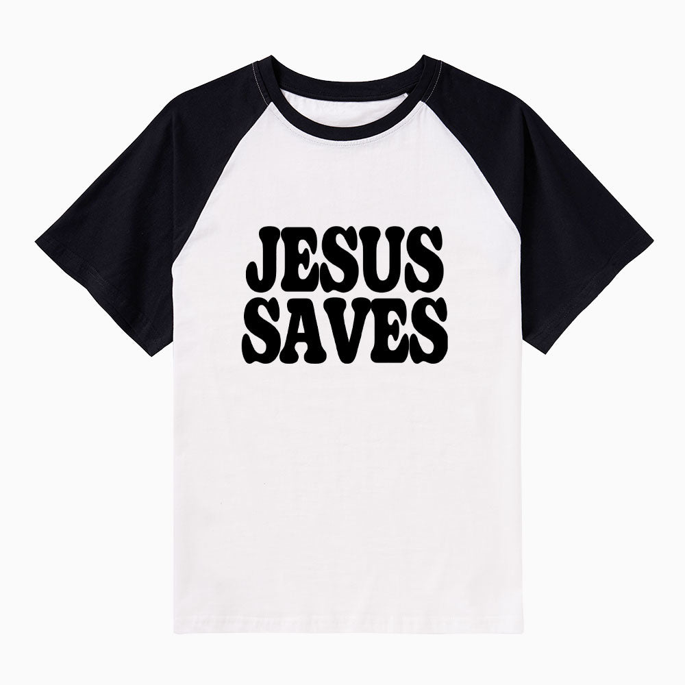 Jesus Saves Christian Raglan Sleeve T-Shirt