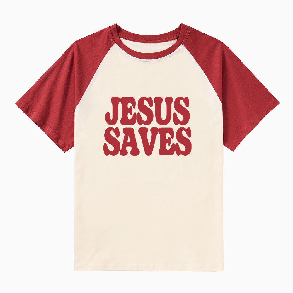 Jesus Saves Christian Raglan Sleeve T-Shirt