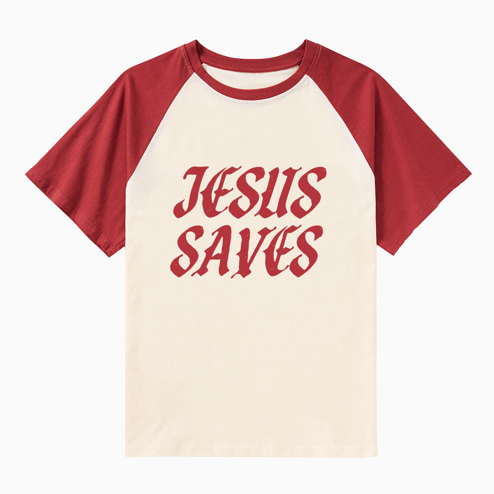 Jesus Saves Christian Raglan Sleeve T-Shirt