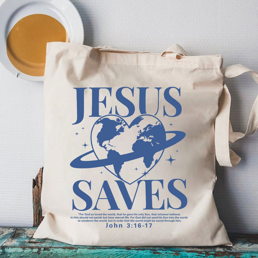 Jesus Saves Christian Canvas Tote Bag