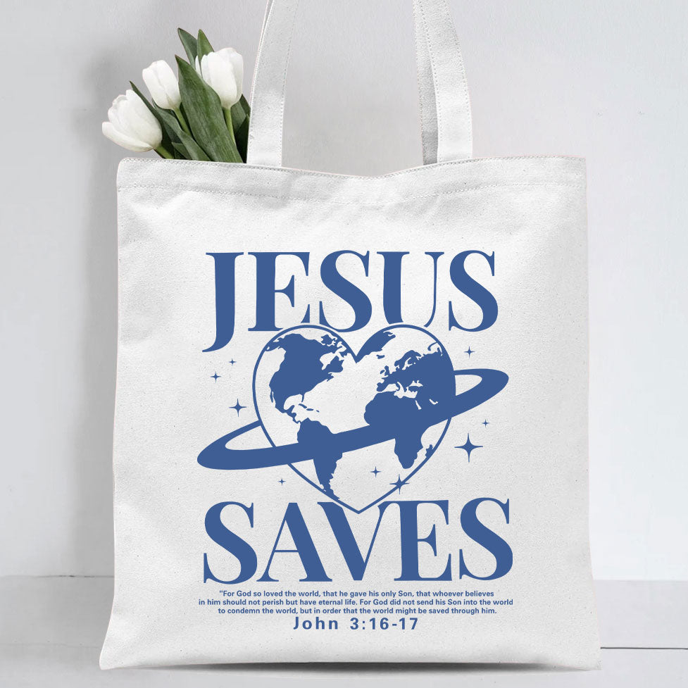 Jesus Saves Christian Canvas Tote Bag