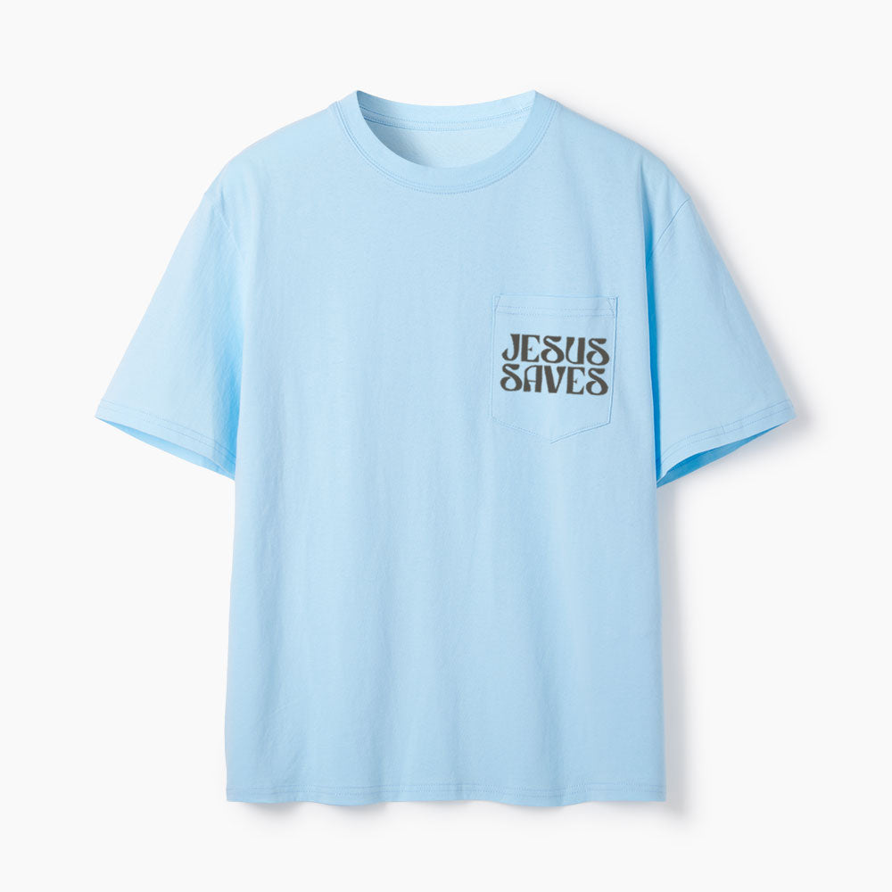 Jesus Saves Christian Unisex Pocket T-Shirt