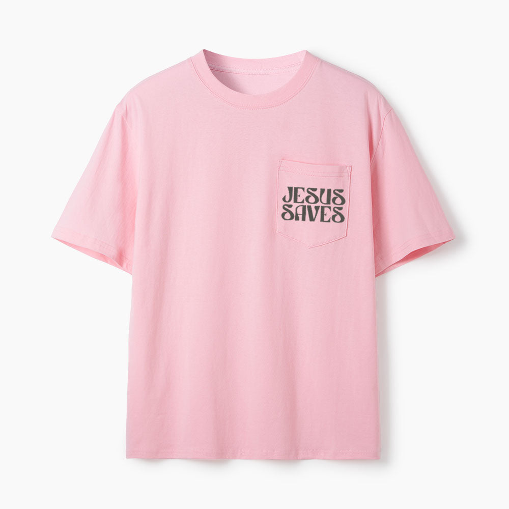 Jesus Saves Christian Unisex Pocket T-Shirt