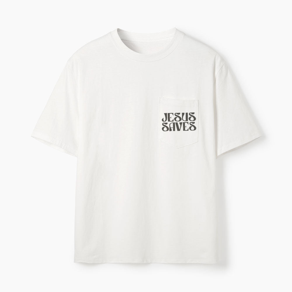 Jesus Saves Christian Unisex Pocket T-Shirt