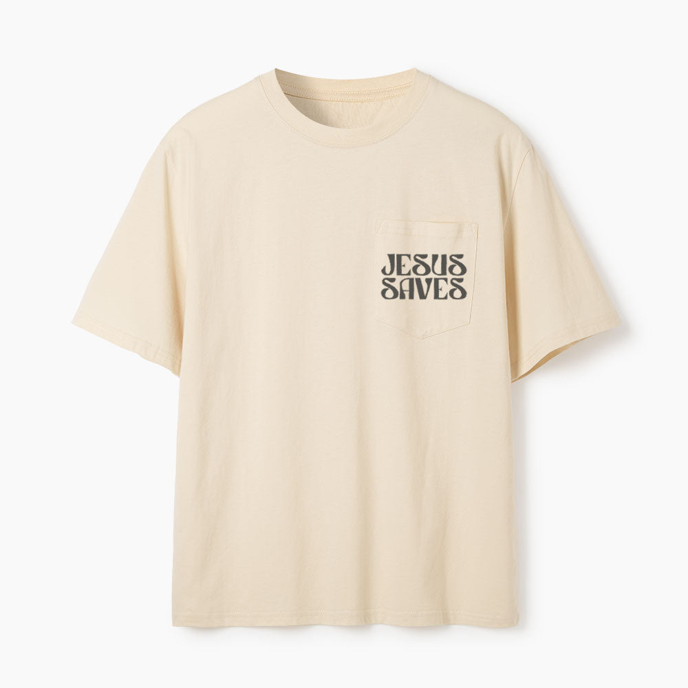 Jesus Saves Christian Unisex Pocket T-Shirt
