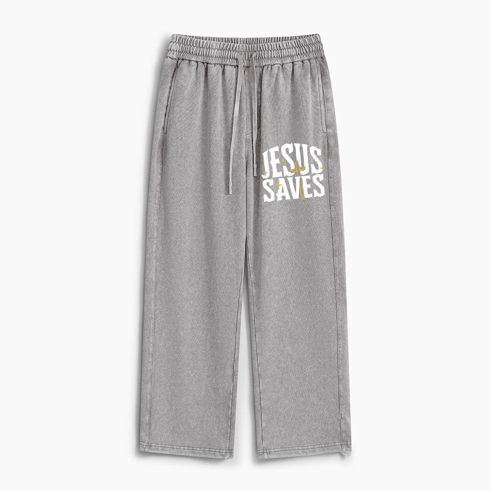 Jesus Saves Christian Washed Sweatpants
