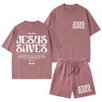 Jesus Saves Christian Washed T-Shirt & Shorts