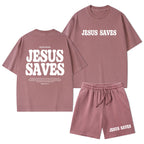 Jesus Saves Christian Washed T-Shirt & Shorts