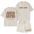Jesus Saves Christian Washed T-Shirt & Shorts