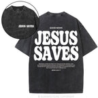 Jesus Saves Christian Washed T-Shirt