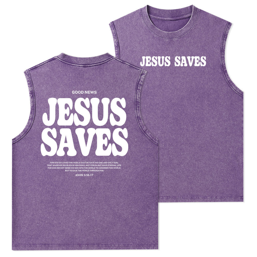 Jesus Saves Christian Washed Tank Top