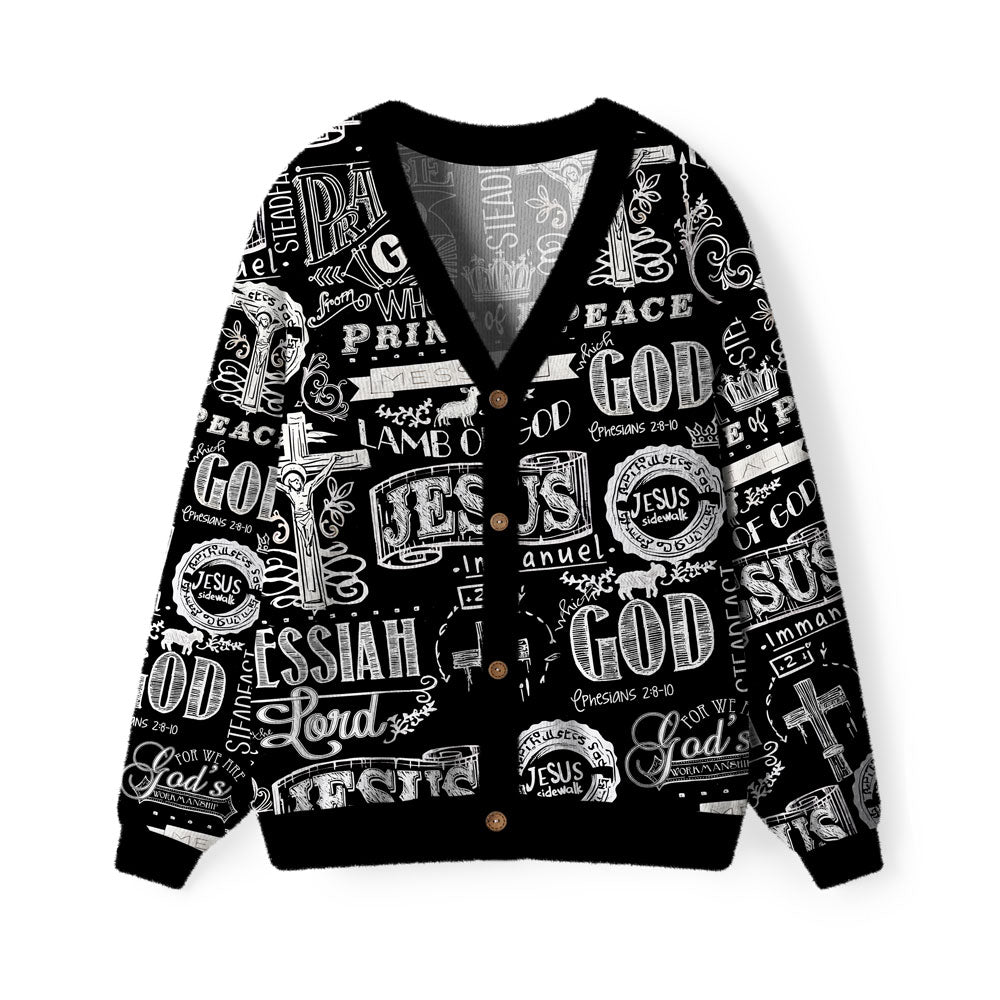 Jesus Saves Furry Christian Lightweight Cardigan