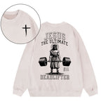 Jesus The Ultimate Deadlifter Chrsitian Washed Sweatshirt