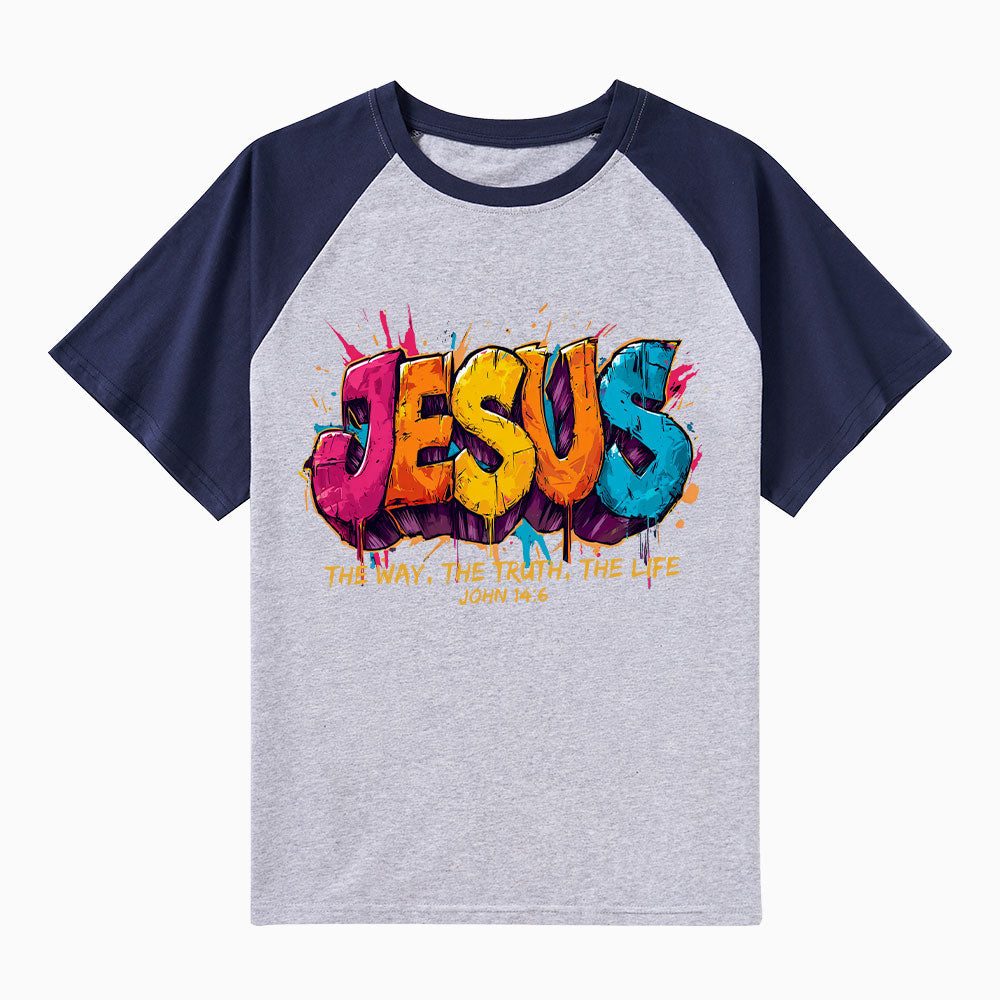 Jesus The Way The Truth The Life Christian Raglan Sleeve T-Shirt