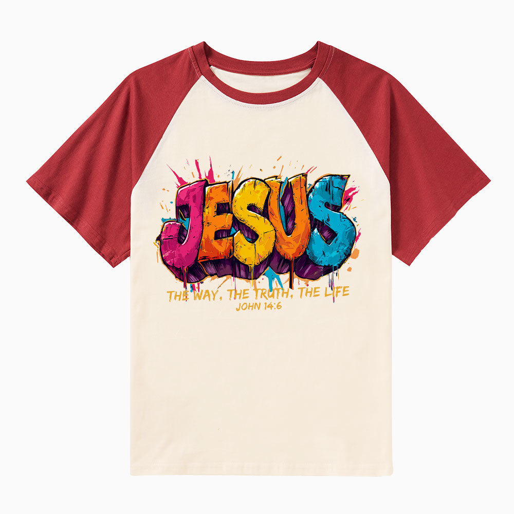 Jesus The Way The Truth The Life Christian Raglan Sleeve T-Shirt
