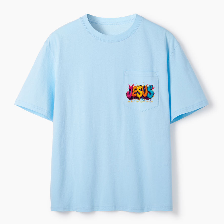 Jesus The Way The Truth The Life Christian Unisex Pocket T-Shirt
