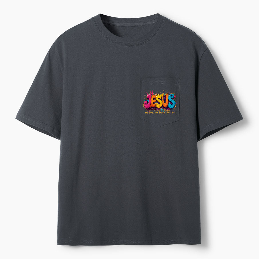 Jesus The Way The Truth The Life Christian Unisex Pocket T-Shirt