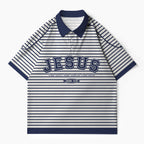 Jesus The Way The Truth The Life Stripes Christian Buttoned Polo Jersey