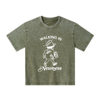 Jesus Walks With Me Christian Washed T-Shirt