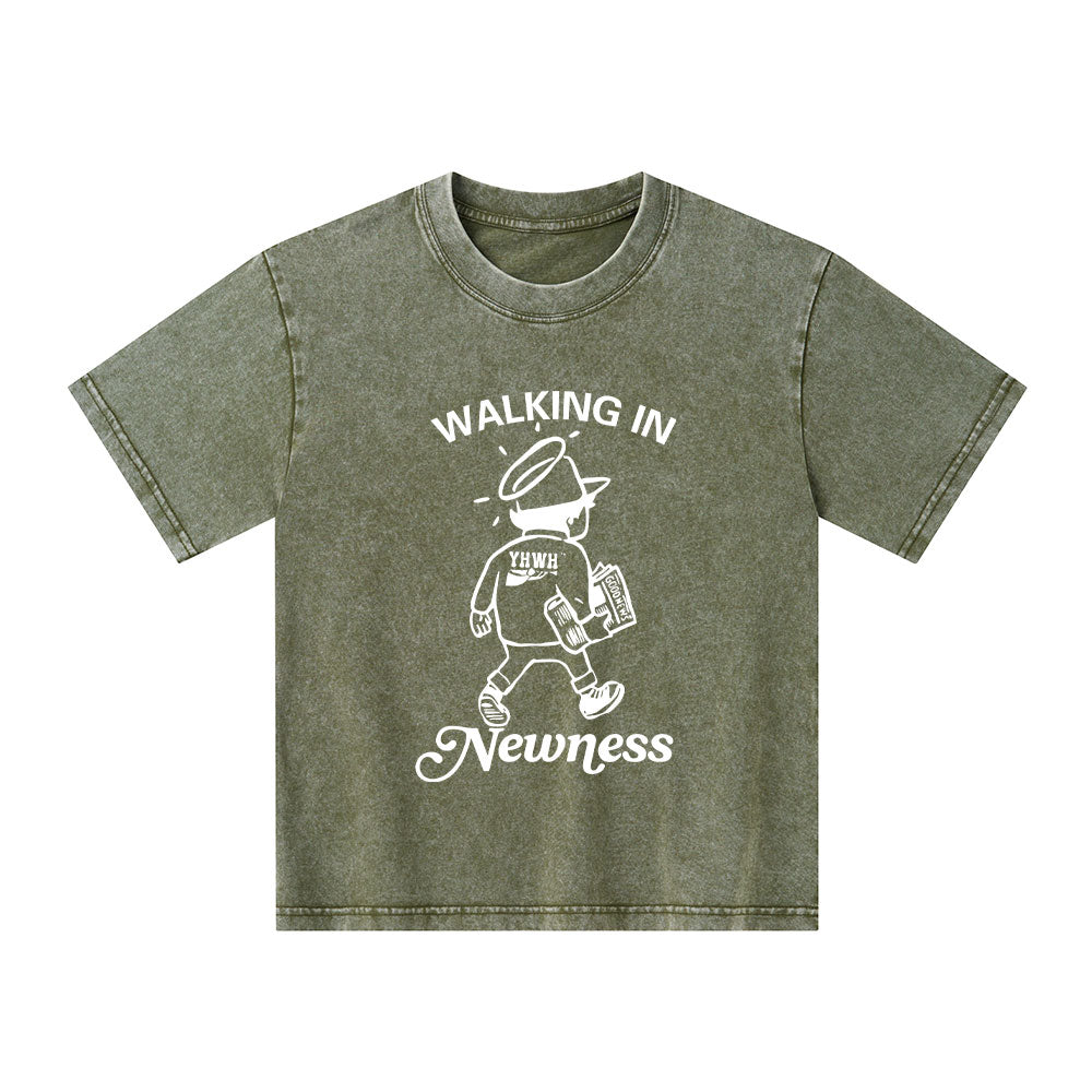 Jesus Walks With Me Christian Washed T-Shirt