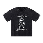 Jesus Walks With Me Christian Washed T-Shirt