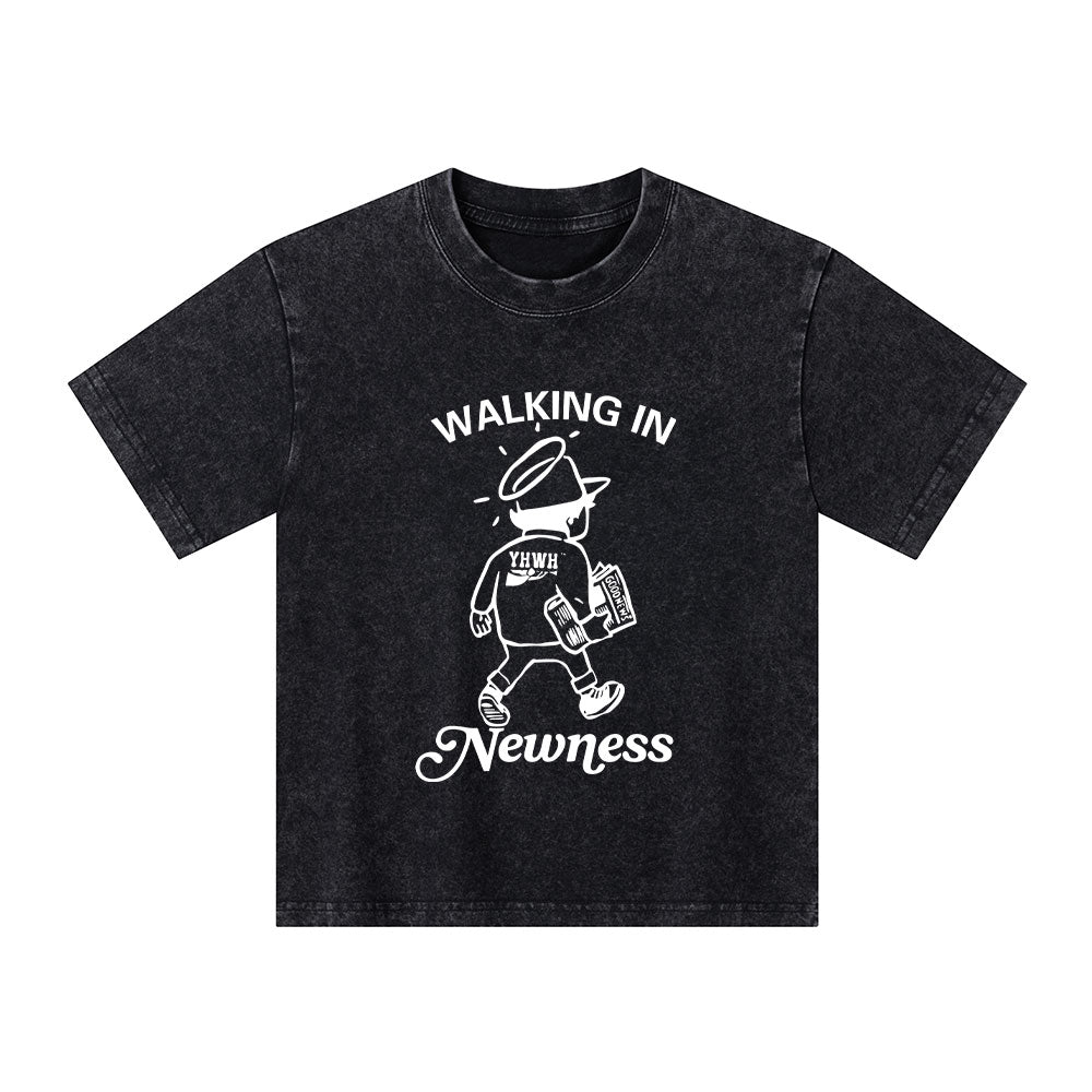 Jesus Walks With Me Christian Washed T-Shirt