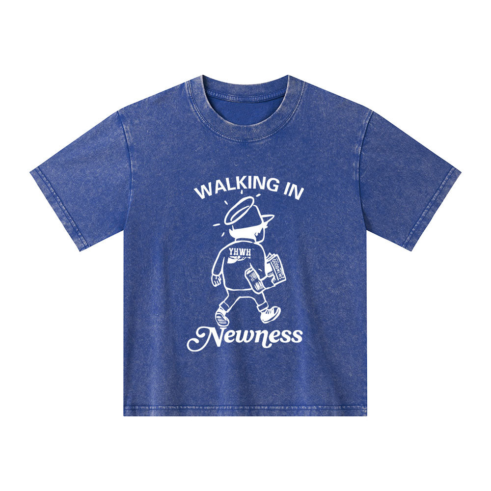 Jesus Walks With Me Christian Washed T-Shirt