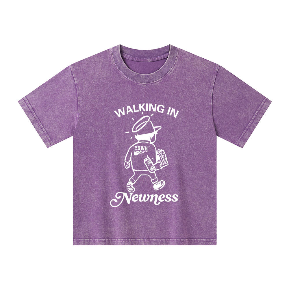 Jesus Walks With Me Christian Washed T-Shirt