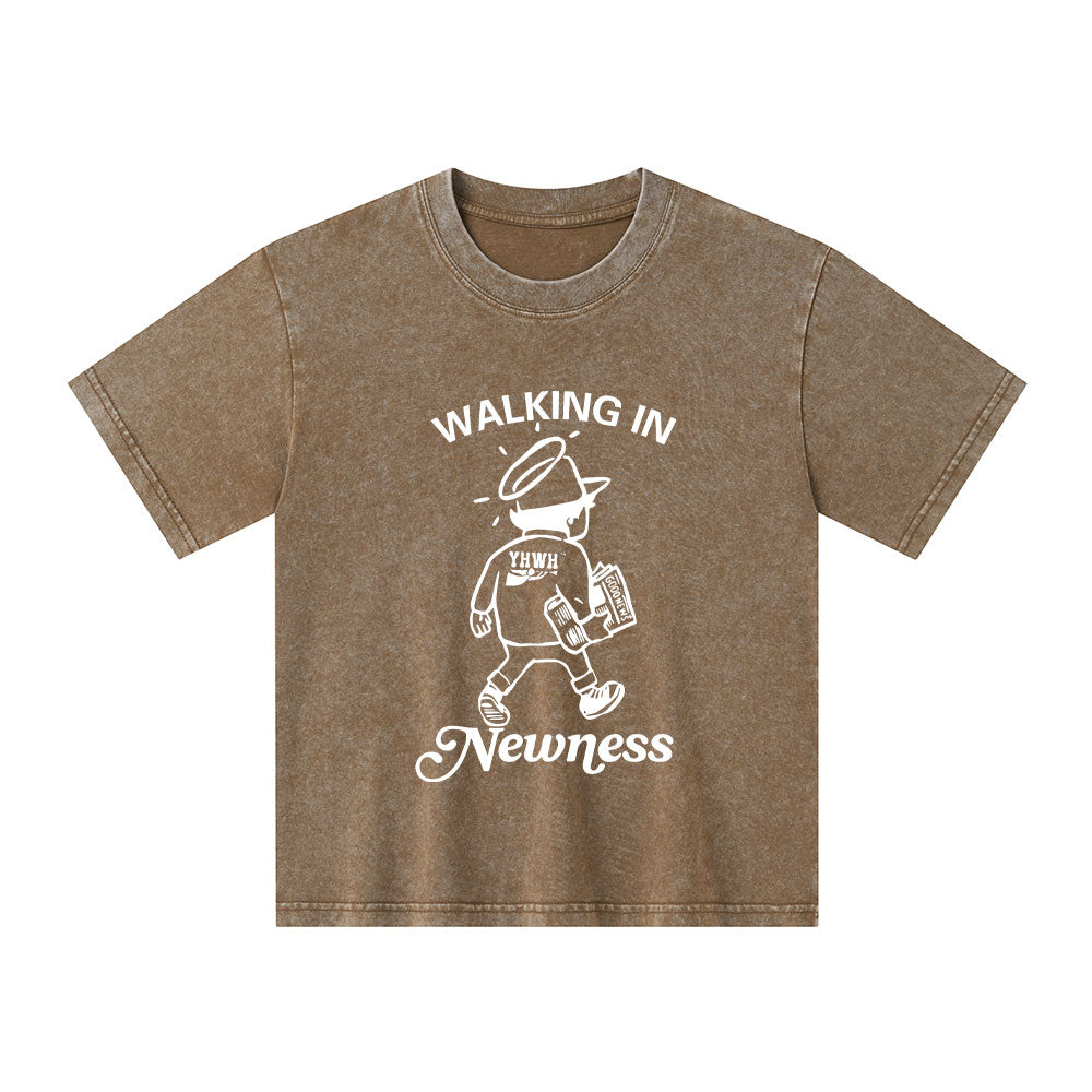 Jesus Walks With Me Christian Washed T-Shirt