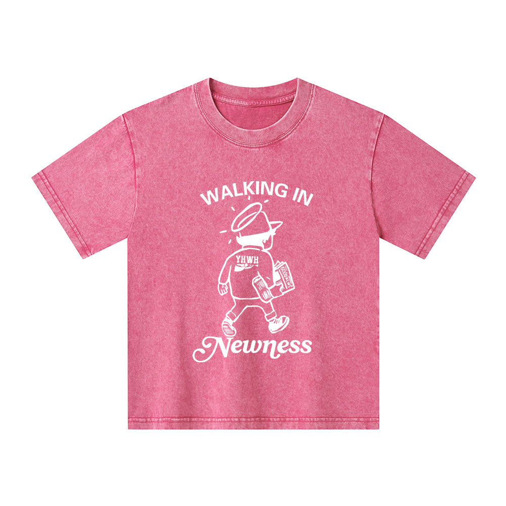 Jesus Walks With Me Christian Washed T-Shirt