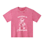 Jesus Walks With Me Christian Washed T-Shirt