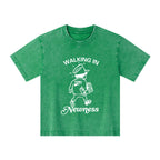 Jesus Walks With Me Christian Washed T-Shirt