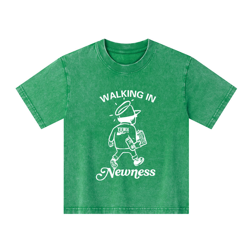 Jesus Walks With Me Christian Washed T-Shirt