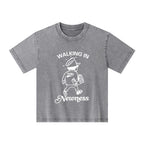 Jesus Walks With Me Christian Washed T-Shirt