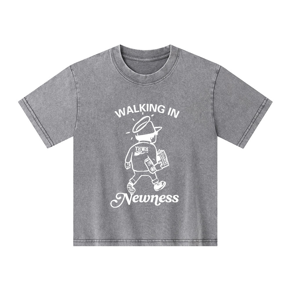 Jesus Walks With Me Christian Washed T-Shirt