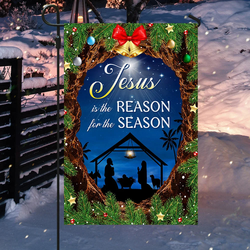 Jesus Is The Reason For The Season Nativity Christmas Flag