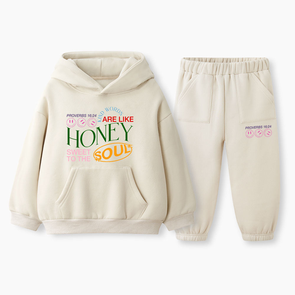 Kind Words Are Like Honey Christian Kid Fleece Hoodie Set