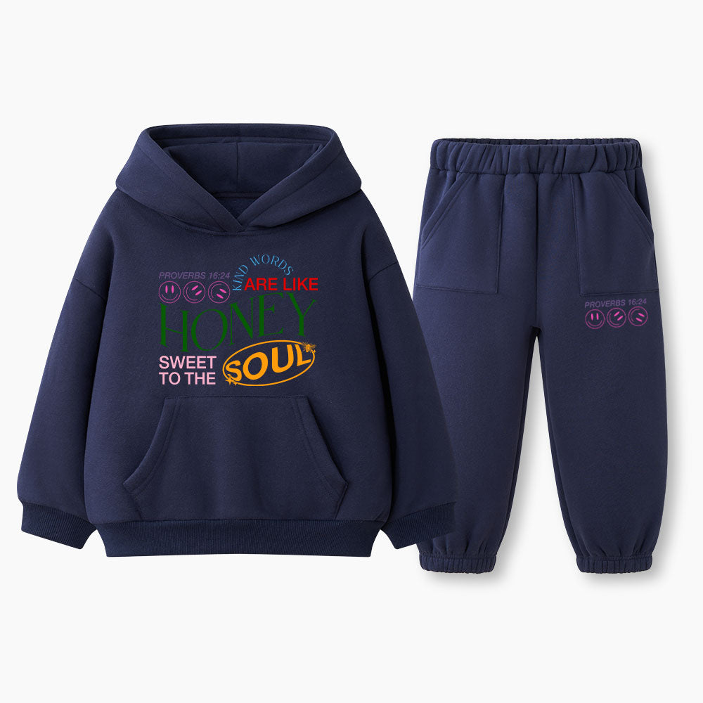 Kind Words Are Like Honey Christian Kid Fleece Hoodie Set