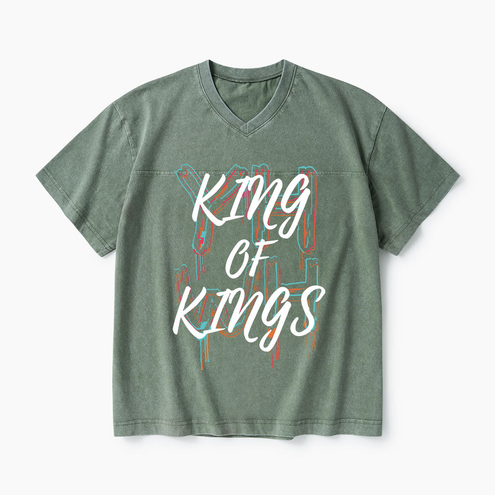 King Of Kings Christian Washed V-Neck T-Shirt