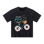 Life With Jesus Is Sweet Kid Washed T-Shirt