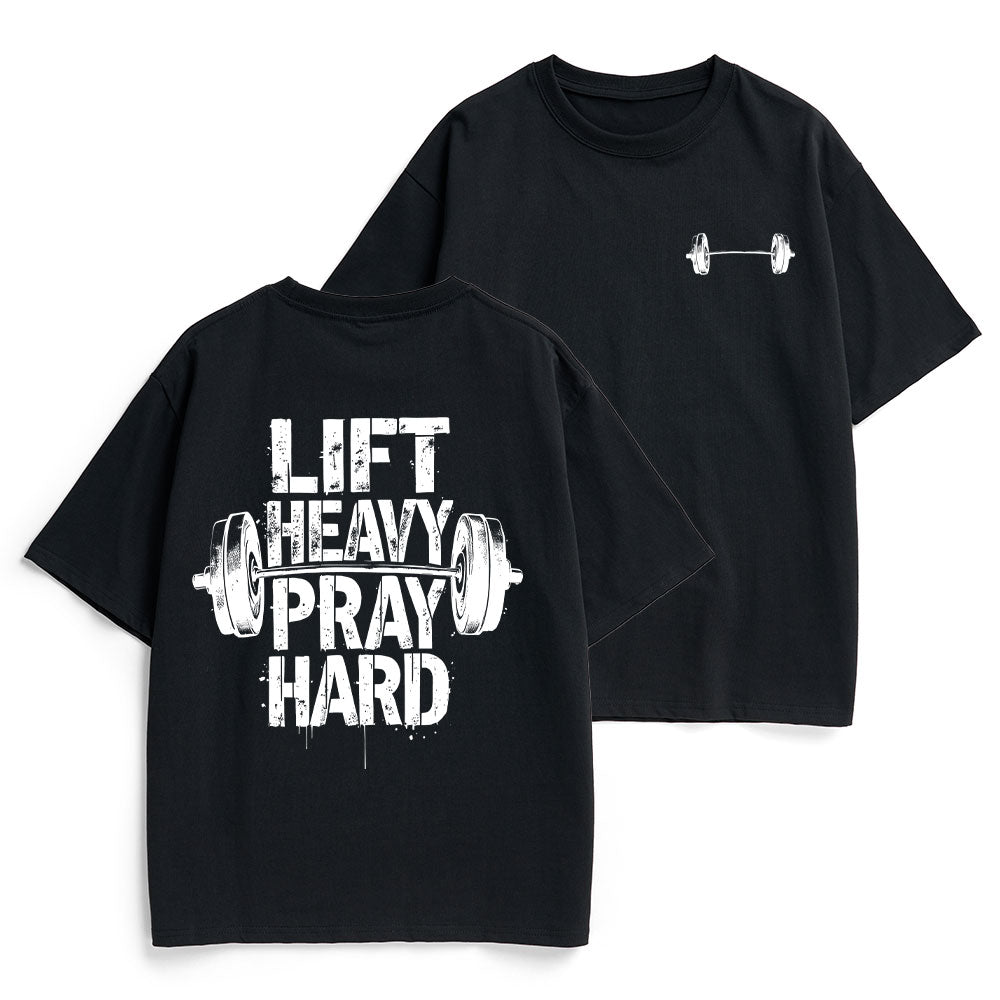 Lift Heavy Pray Hard Christian Heavy Cotton T-Shirt