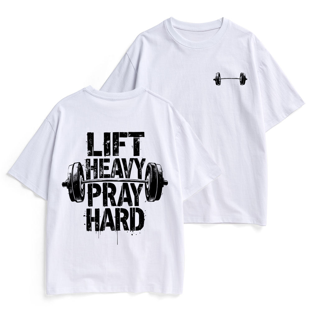 Lift Heavy Pray Hard Christian Heavy Cotton T-Shirt