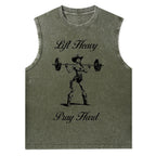 Lift Heavy Pray Hard Christian Washed Tank Top