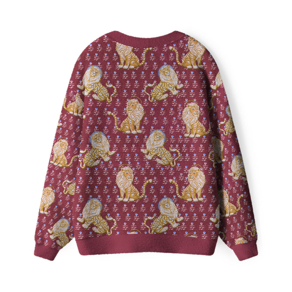 Lion Of Judah Furry Christian Red Lightweight Cardigan