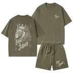 Lion Of Judah He Has Triumphed Christian Washed T-Shirt & Shorts