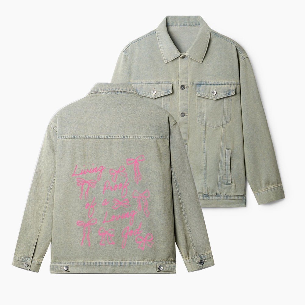 Living Proof Of A Loving God Christian Denim Jacket