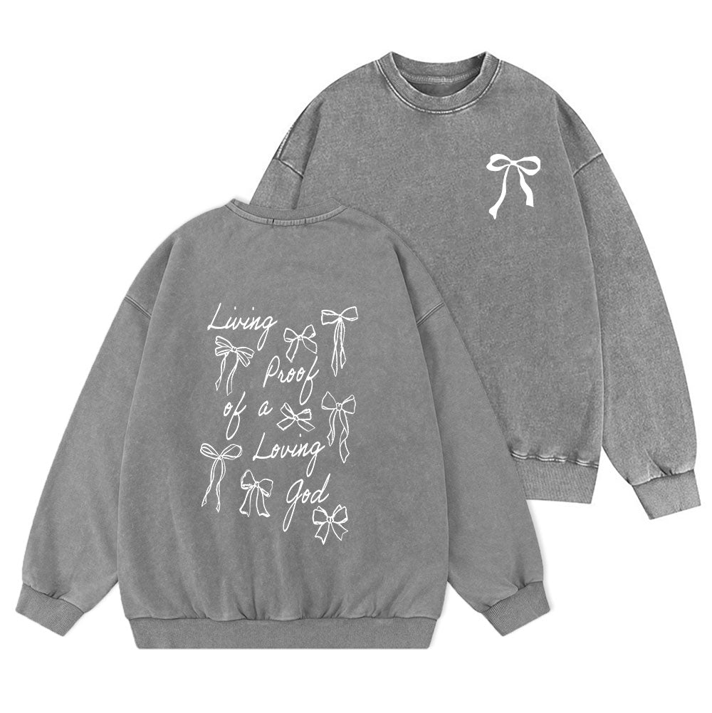 Living Proof Of A Loving God Christian Washed Sweatshirt