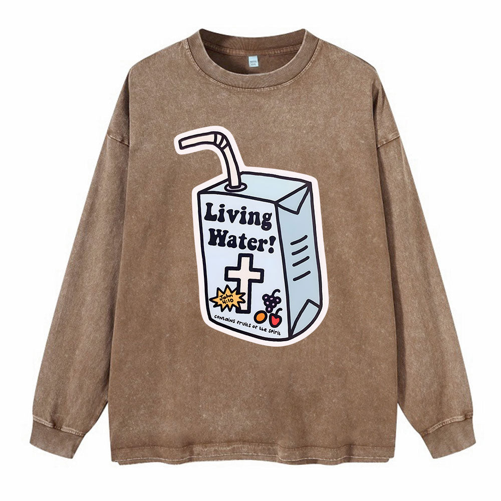 Living Water Christian Washed Long Sleeve T-Shirt