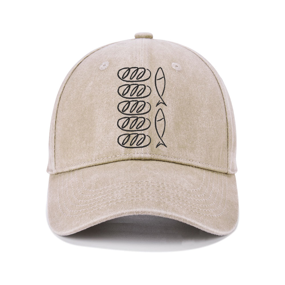 Loaves Of Bread And Fish Christian Washed Hat