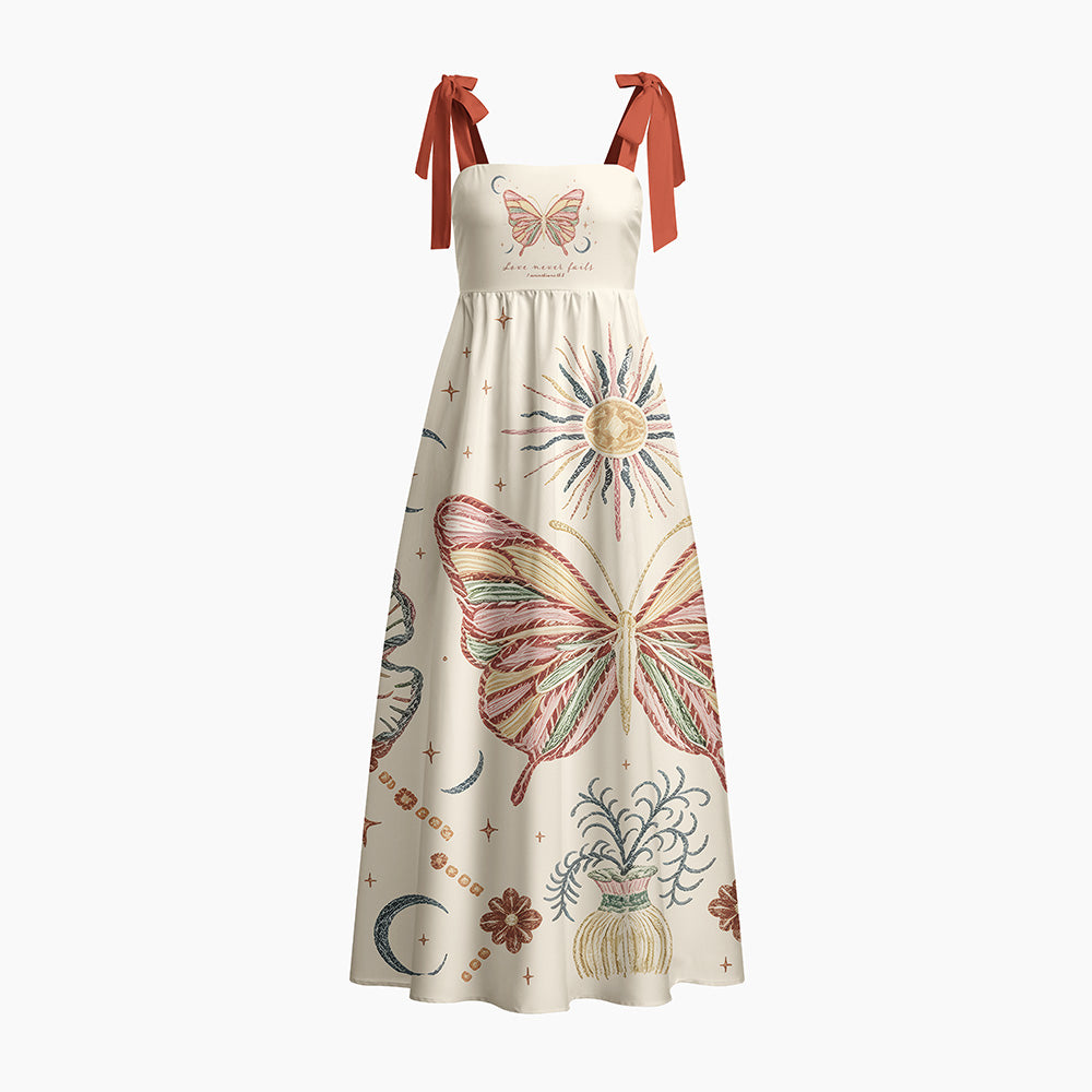 Love Never Fails Chrisitan Tie Shoulder Maxi Dress